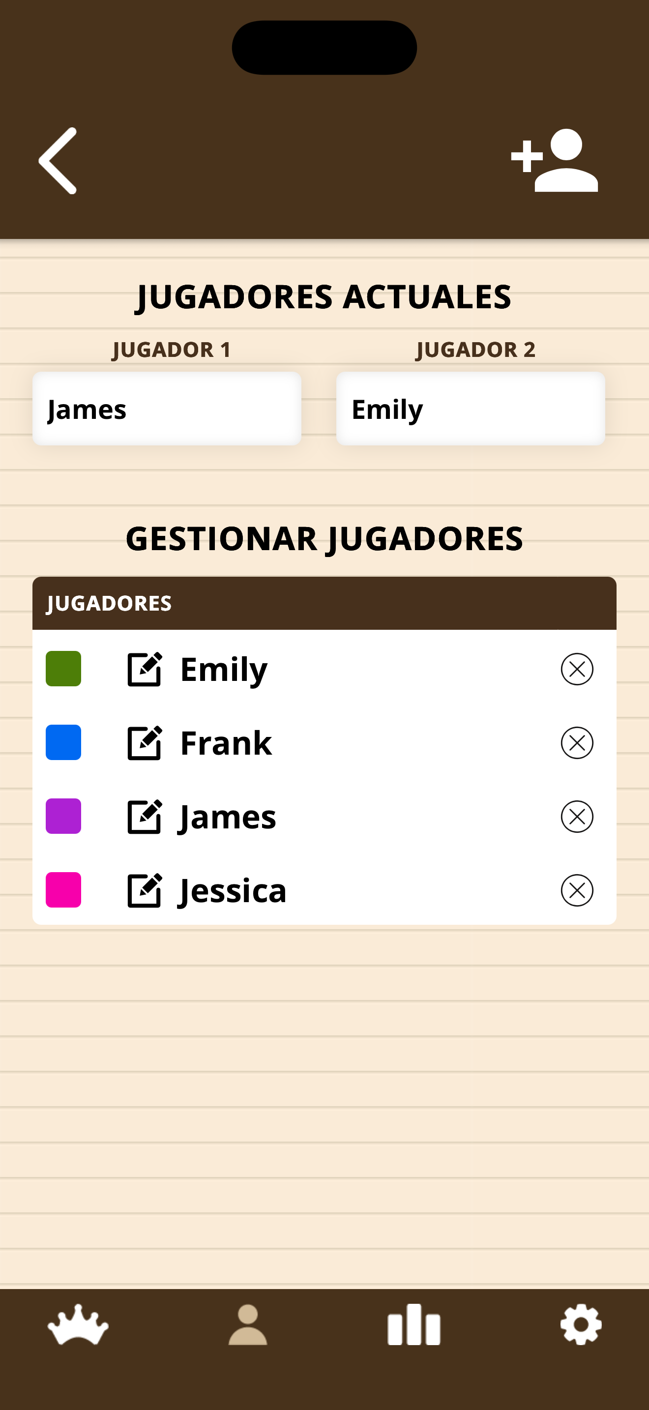 Damas: Marcador de Partidas